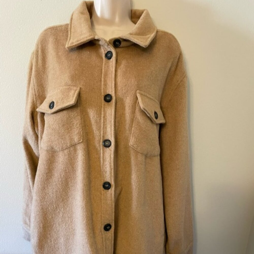 THREAD & SUPPLY Women's Camel Tan Lined Shirt Jacket Shacket Size XL NWOT